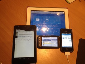 Apple iPad 2 (iOS 6.01), Google Nexus 7 (Android 4.1.2 Jellybean), iPhone 4S (iOS 6.01), HTC Desire (Android 2.3.3 Gingerbread)
