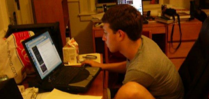 Mark Zuckerberg working in his bedroom on Facebook circa early 2004.
