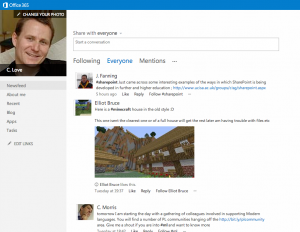 The Newsfeed in Glow Office 365